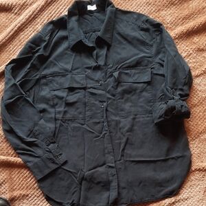 Aritzia Babaton Black Casual Button Down Shirt